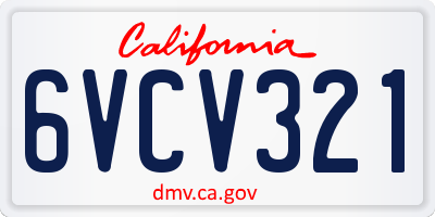 CA license plate 6VCV321