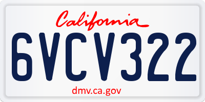 CA license plate 6VCV322