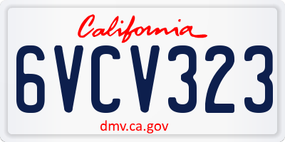 CA license plate 6VCV323