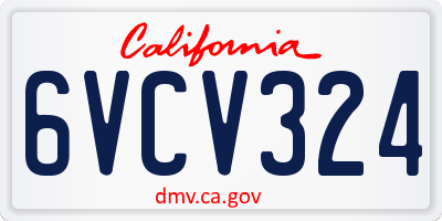 CA license plate 6VCV324