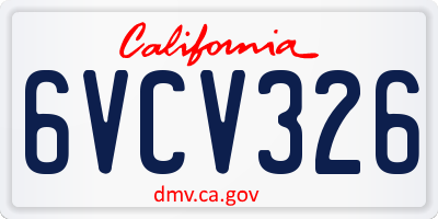 CA license plate 6VCV326