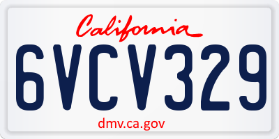 CA license plate 6VCV329