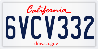 CA license plate 6VCV332