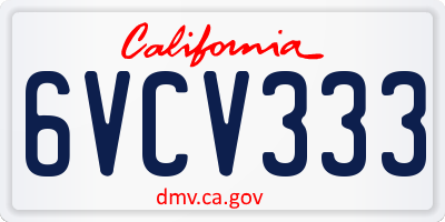 CA license plate 6VCV333