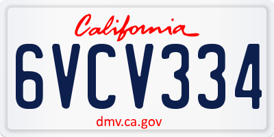 CA license plate 6VCV334