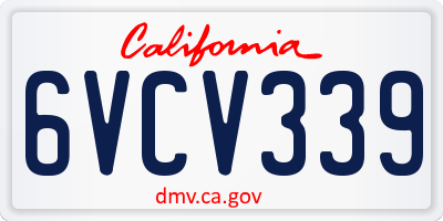 CA license plate 6VCV339
