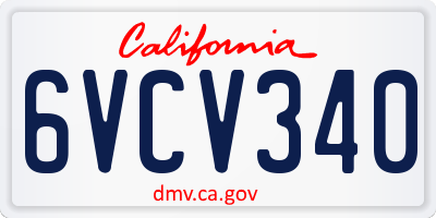 CA license plate 6VCV340