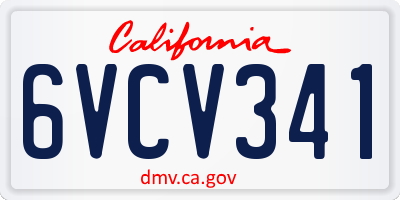 CA license plate 6VCV341