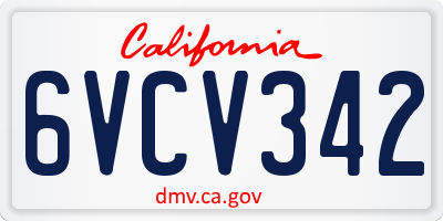 CA license plate 6VCV342