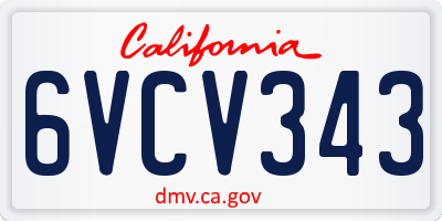 CA license plate 6VCV343