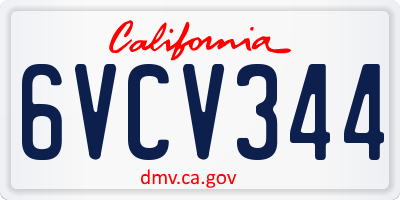 CA license plate 6VCV344