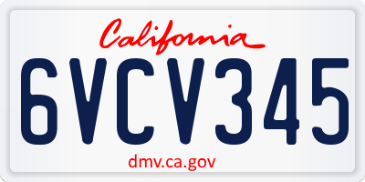 CA license plate 6VCV345