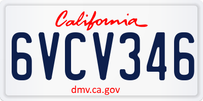 CA license plate 6VCV346