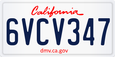 CA license plate 6VCV347