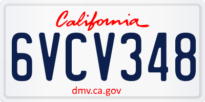 CA license plate 6VCV348