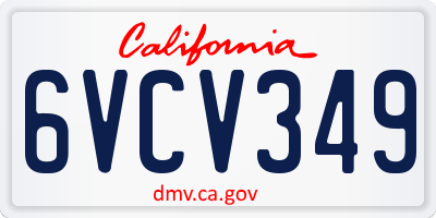 CA license plate 6VCV349
