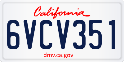 CA license plate 6VCV351