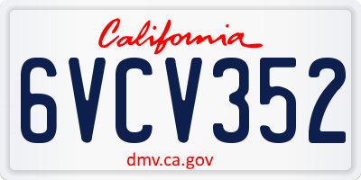 CA license plate 6VCV352
