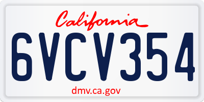 CA license plate 6VCV354