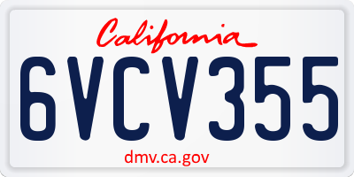 CA license plate 6VCV355