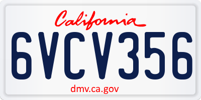CA license plate 6VCV356