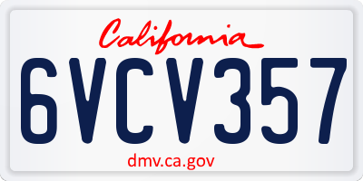 CA license plate 6VCV357