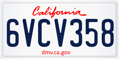 CA license plate 6VCV358