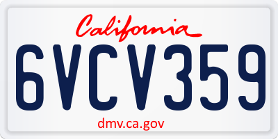 CA license plate 6VCV359