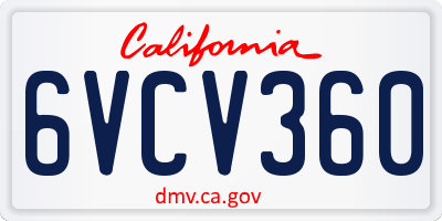 CA license plate 6VCV360