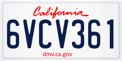 CA license plate 6VCV361