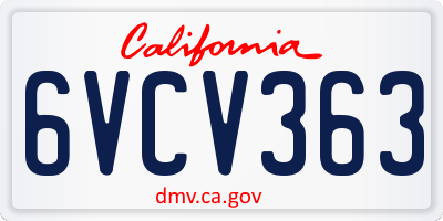 CA license plate 6VCV363