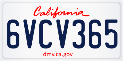 CA license plate 6VCV365