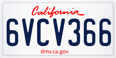 CA license plate 6VCV366