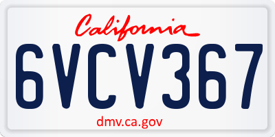 CA license plate 6VCV367