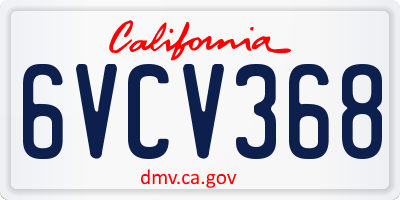 CA license plate 6VCV368