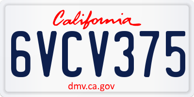 CA license plate 6VCV375