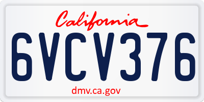 CA license plate 6VCV376