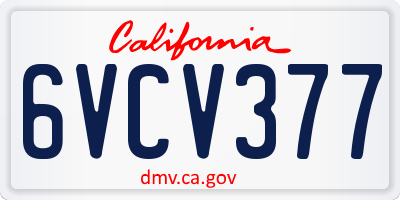 CA license plate 6VCV377