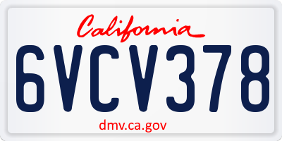 CA license plate 6VCV378