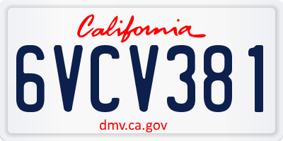 CA license plate 6VCV381
