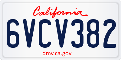 CA license plate 6VCV382
