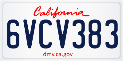 CA license plate 6VCV383