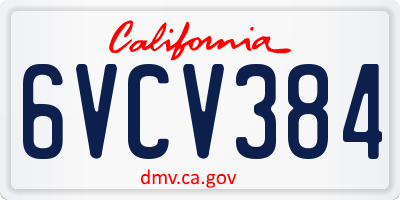 CA license plate 6VCV384