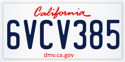 CA license plate 6VCV385