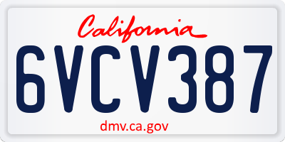 CA license plate 6VCV387