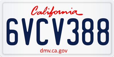 CA license plate 6VCV388