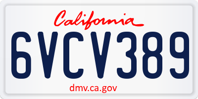 CA license plate 6VCV389