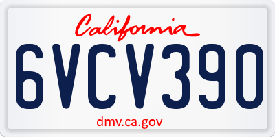 CA license plate 6VCV390