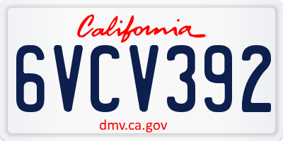 CA license plate 6VCV392
