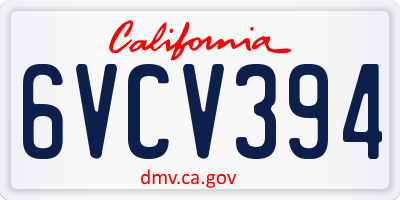 CA license plate 6VCV394